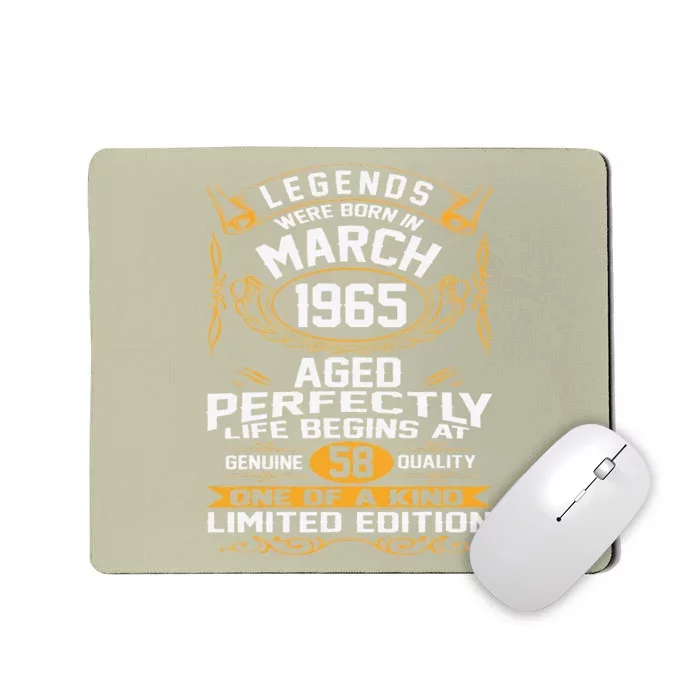 March 1965 58th Birthday Gift 58 Year Old Women Mousepad