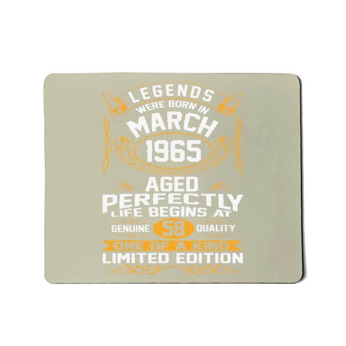 March 1965 58th Birthday Gift 58 Year Old Women Mousepad