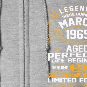 March 1965 58th Birthday Gift 58 Year Old Women Full Zip Hoodie