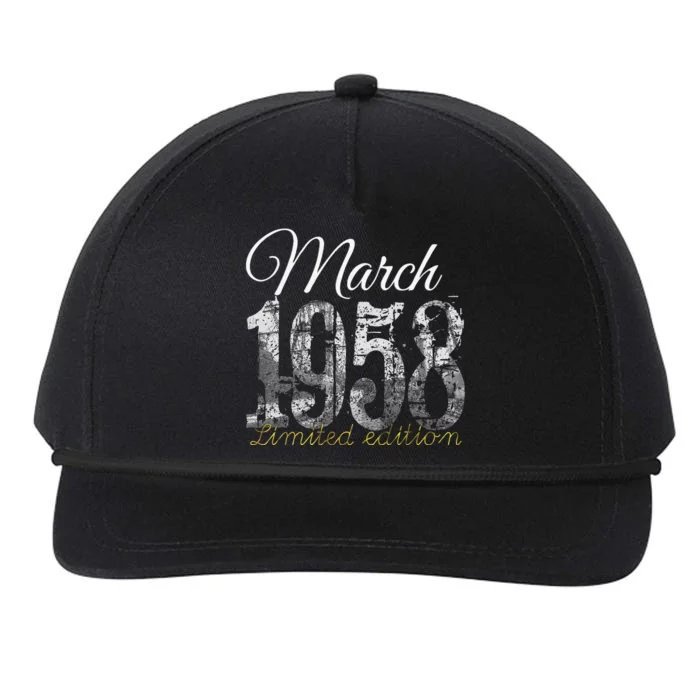 March 1958 65 Year Old 1958 65th Birthday Gift Snapback Five-Panel Rope Hat