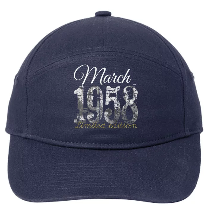 March 1958 65 Year Old 1958 65th Birthday Gift 7-Panel Snapback Hat