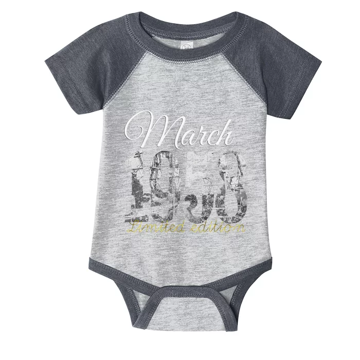 March 1958 65 Year Old 1958 65th Birthday Gift Infant Baby Jersey Bodysuit