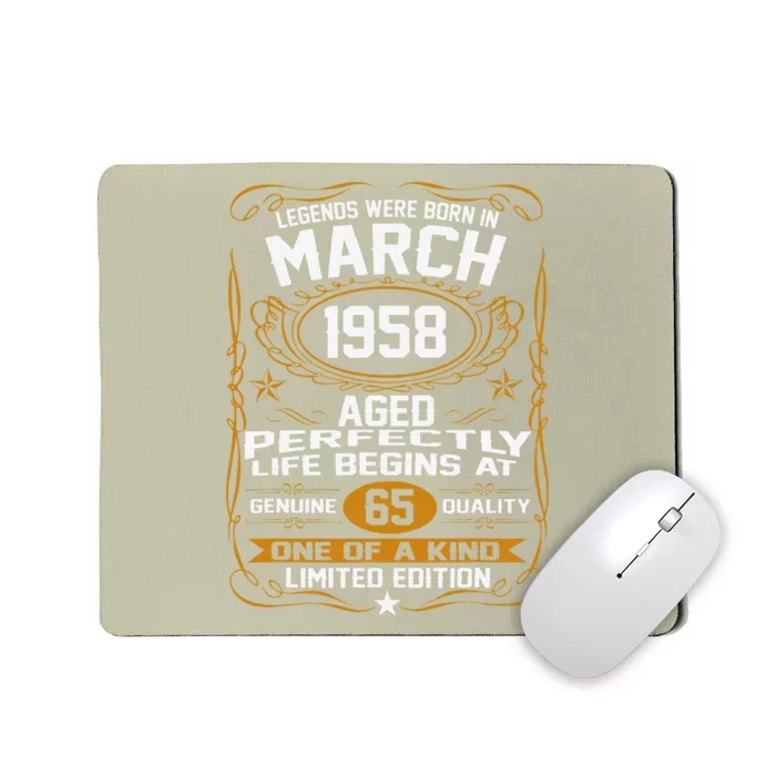 March 1958 65th Birthday Gift 65 Year Old Women Mousepad