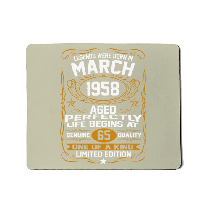 March 1958 65th Birthday Gift 65 Year Old Women Mousepad