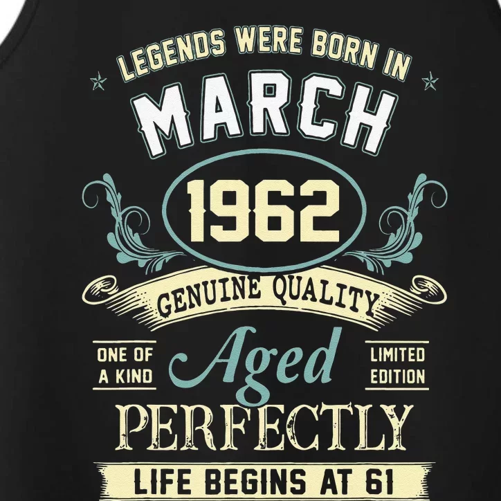 March 1962 61st Birthday Gift 61 Year Old Women Performance Tank