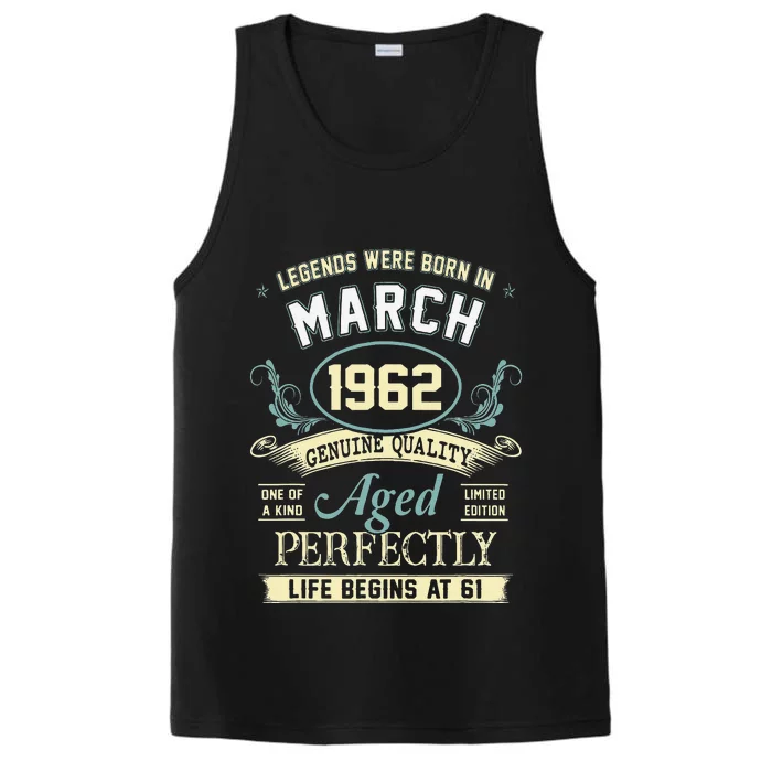 March 1962 61st Birthday Gift 61 Year Old Women Performance Tank