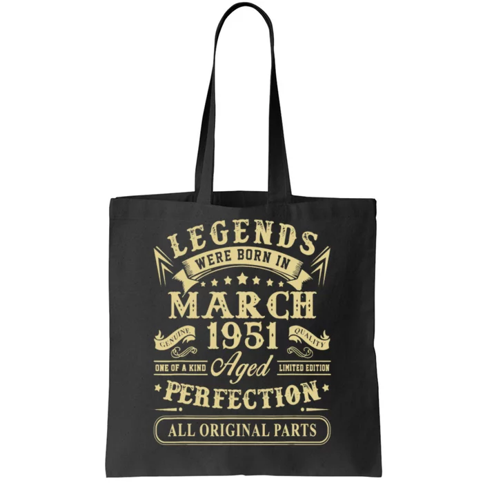 March 1951 72nd Birthday Gift 72 Year Old Tote Bag