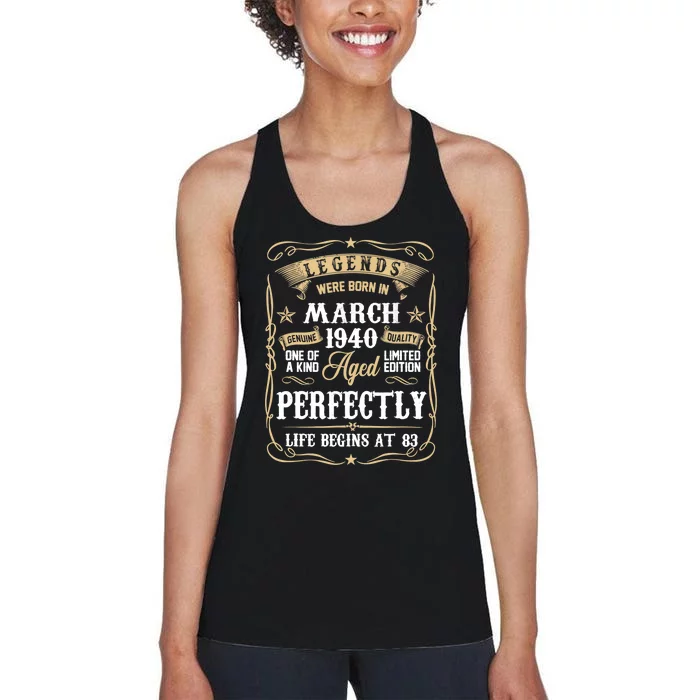 March 1940 83rd Birthday Gift 83 Year Old Women's Racerback Tank