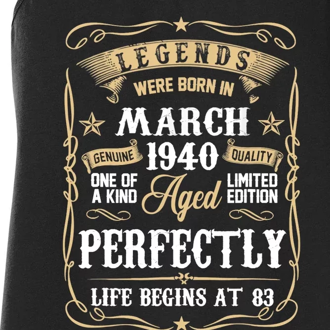 March 1940 83rd Birthday Gift 83 Year Old Women's Racerback Tank