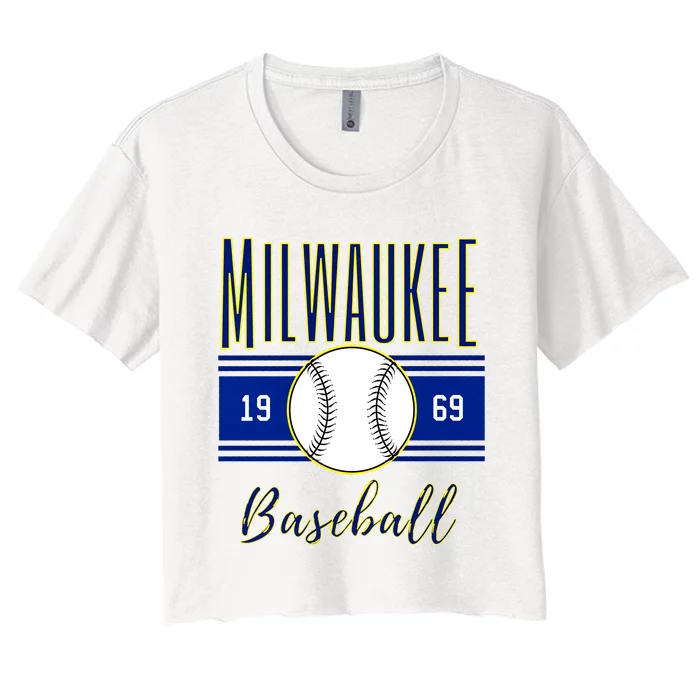 Milwaukee 1969 Baseball Lover Baseball Player Retro Sporty Women's Crop Top Tee