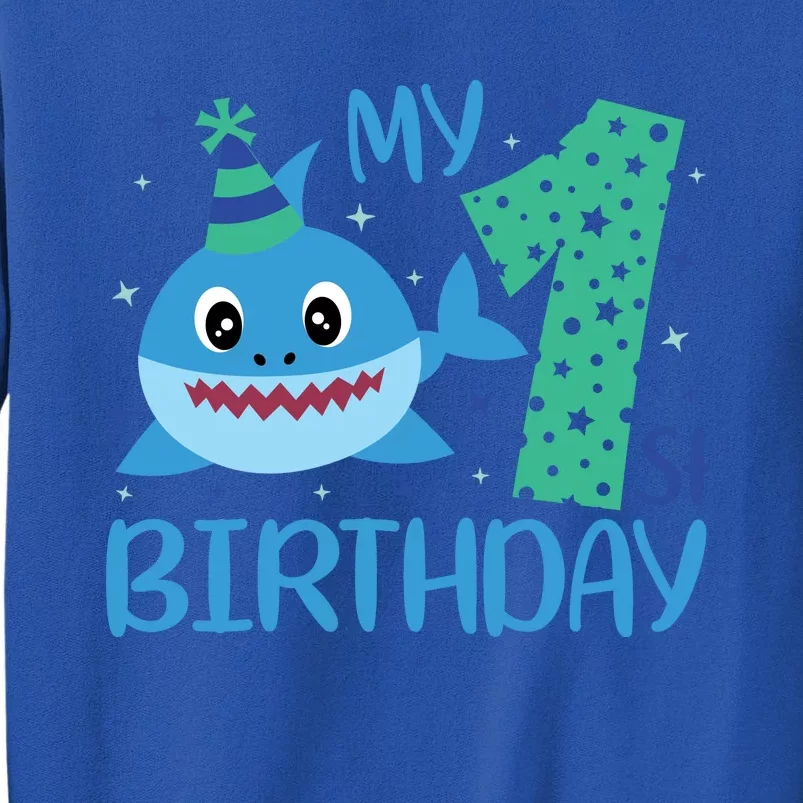 My 1st Birthday Sharks Gift For Birthday Tall Sweatshirt