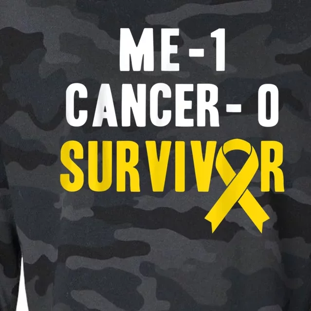 Me 1 Cancer 0 Childhood Cancer Survivor Cropped Pullover Crew