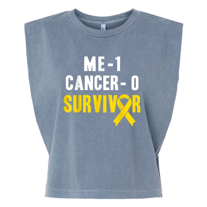 Me 1 Cancer 0 Childhood Cancer Survivor Garment-Dyed Women's Muscle Tee