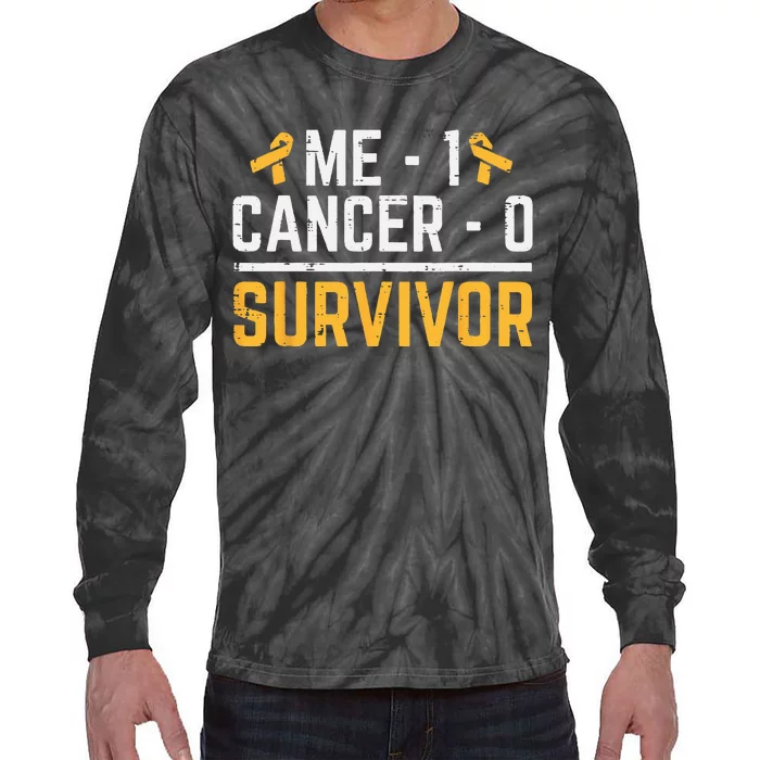 Me 1 Childhood Cancer 0 Survivor Awareness Tie-Dye Long Sleeve Shirt