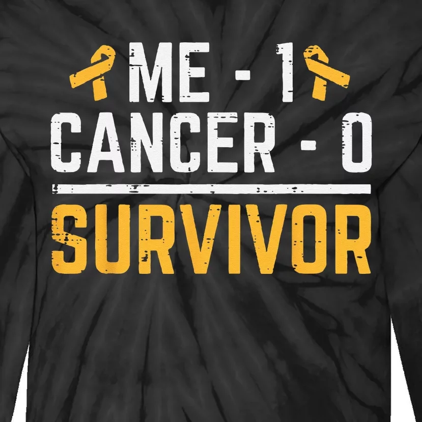 Me 1 Childhood Cancer 0 Survivor Awareness Tie-Dye Long Sleeve Shirt