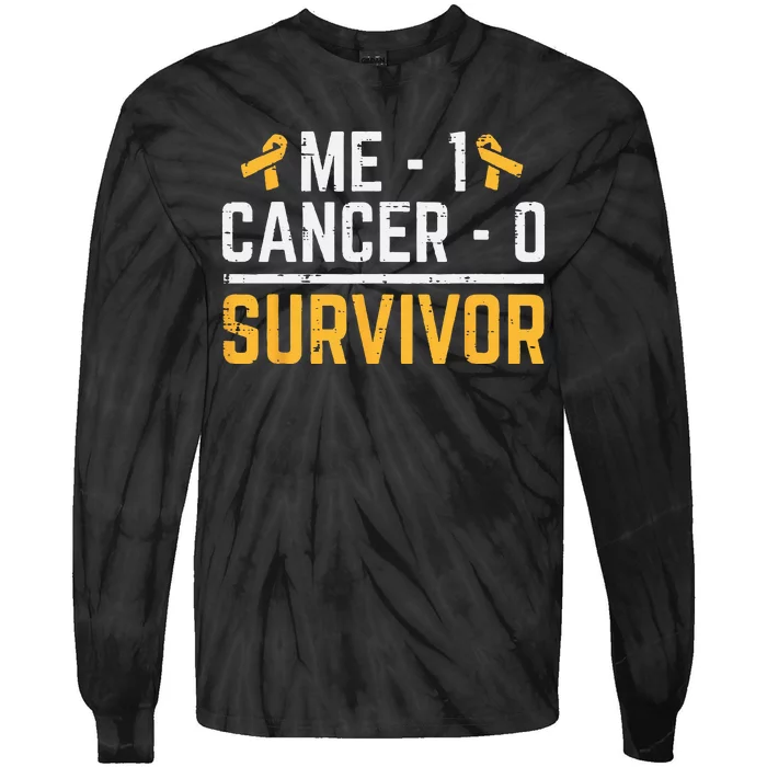 Me 1 Childhood Cancer 0 Survivor Awareness Tie-Dye Long Sleeve Shirt