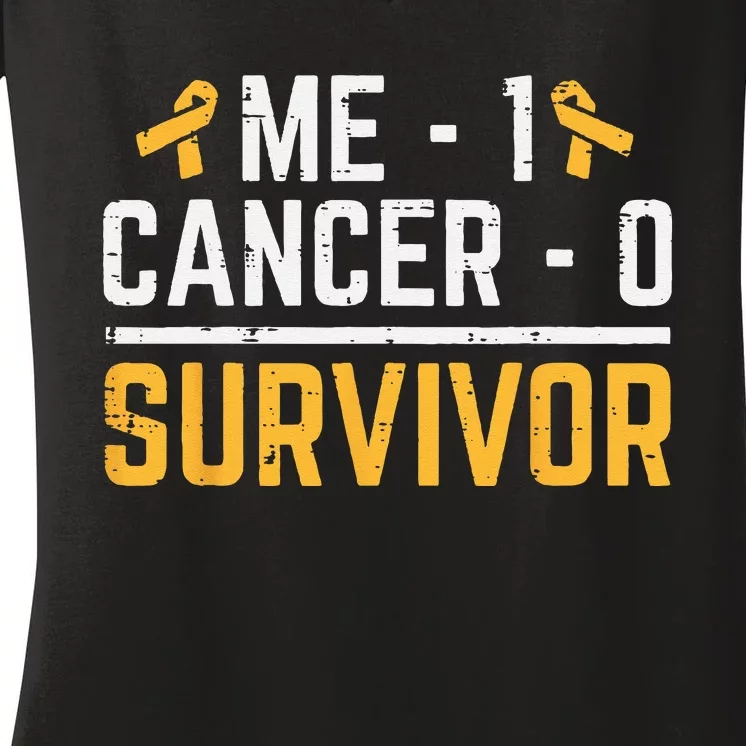 Me 1 Childhood Cancer 0 Survivor Awareness Women's V-Neck T-Shirt