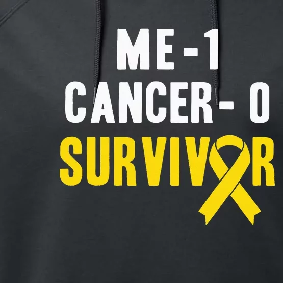 Me 1 Cancer 0 Childhood Cancer Survivor Performance Fleece Hoodie