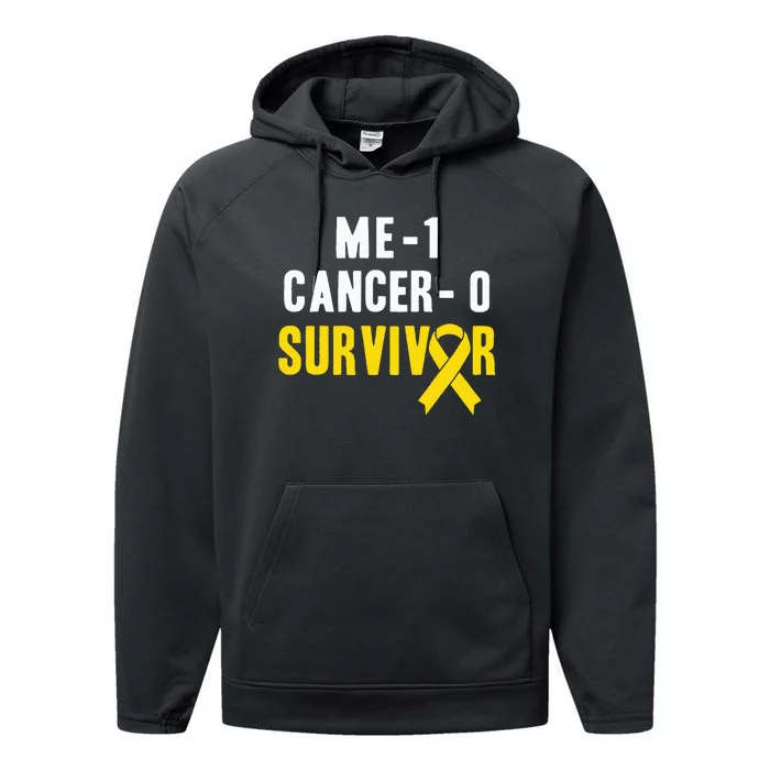 Me 1 Cancer 0 Childhood Cancer Survivor Performance Fleece Hoodie