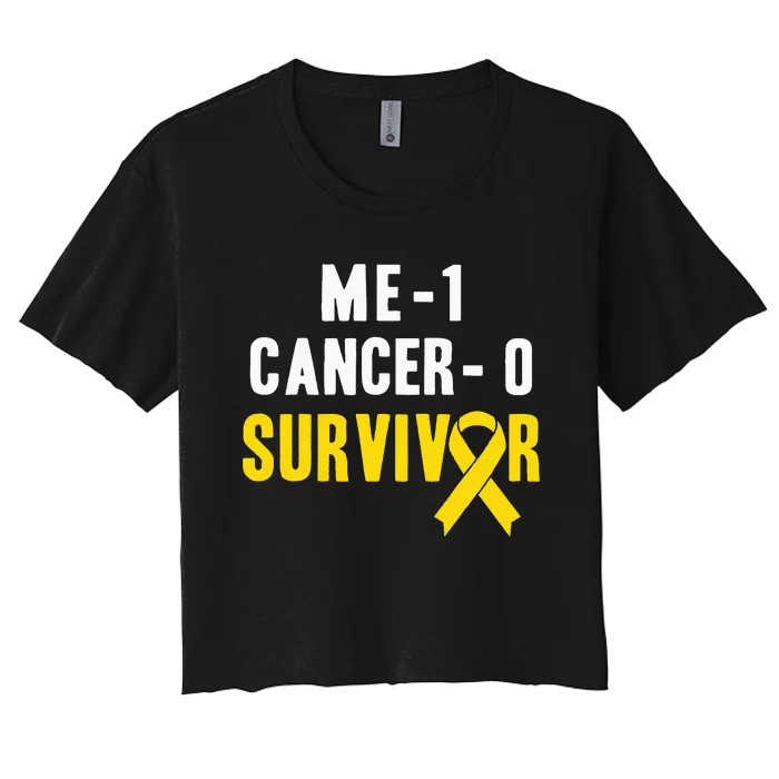 Me 1 Cancer 0 Childhood Cancer Survivor Women's Crop Top Tee