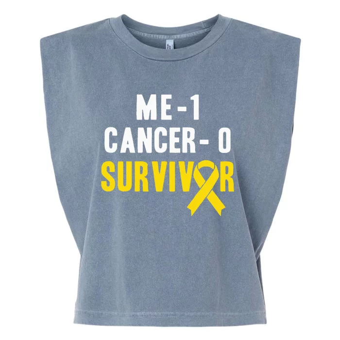 Me 1 Cancer 0 Childhood Cancer Survivor Garment-Dyed Women's Muscle Tee