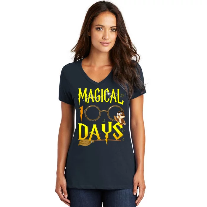 Magical 100 Days Of School Women's V-Neck T-Shirt