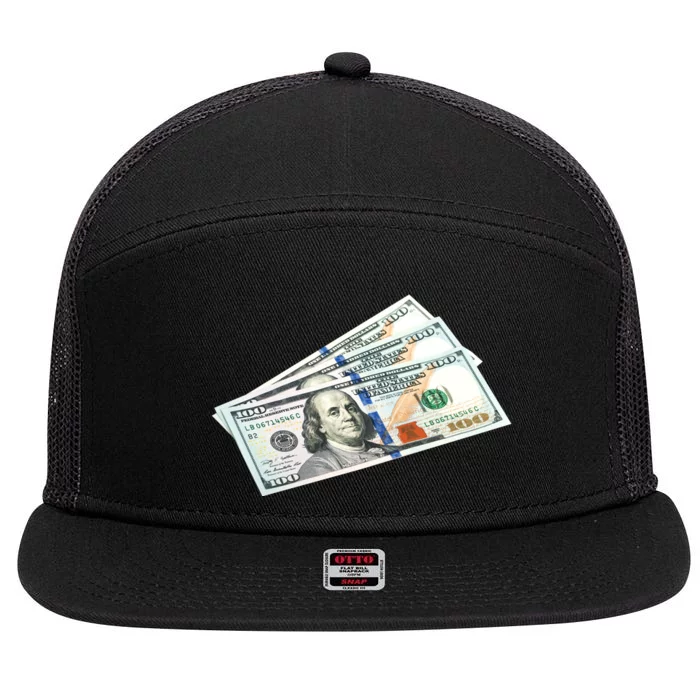 Money $100 Dollar Bills Bill Baller Big Ben Franklin 7 Panel Mesh Trucker Snapback Hat