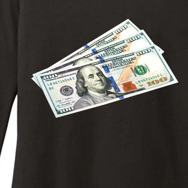 Money $100 Dollar Bills Bill Baller Big Ben Franklin Womens CVC Long Sleeve Shirt