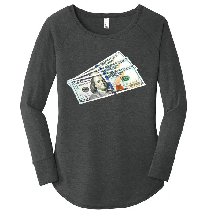 Money $100 Dollar Bills Bill Baller Big Ben Franklin Women's Perfect Tri Tunic Long Sleeve Shirt