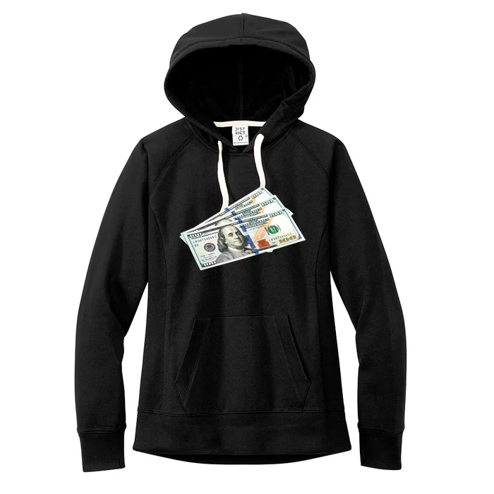 Money $100 Dollar Bills Bill Baller Big Ben Franklin Women's Fleece Hoodie