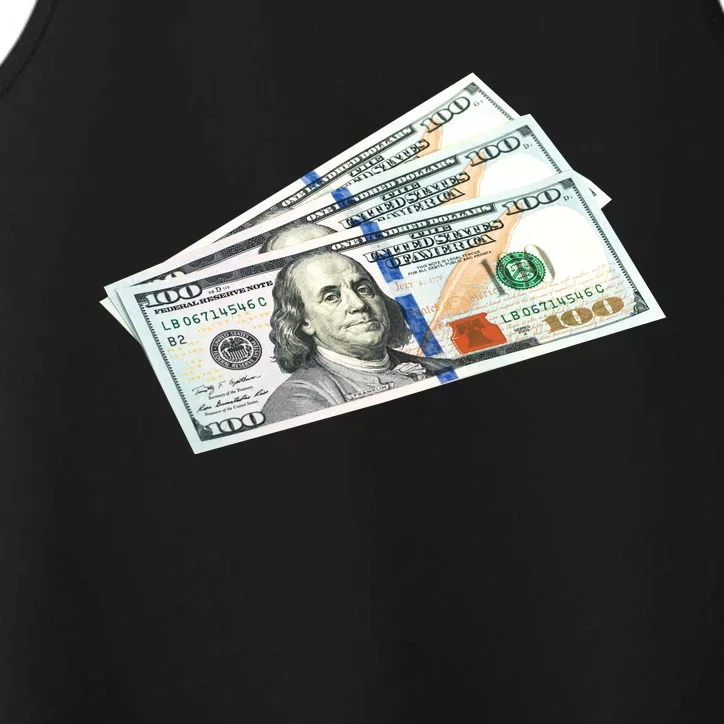 Money $100 Dollar Bills Bill Baller Big Ben Franklin Performance Tank