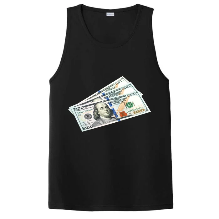 Money $100 Dollar Bills Bill Baller Big Ben Franklin Performance Tank