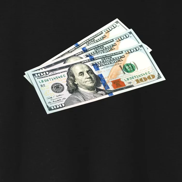 Money $100 Dollar Bills Bill Baller Big Ben Franklin Women's Crop Top Tee