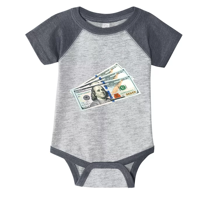 Money $100 Dollar Bills Bill Baller Big Ben Franklin Infant Baby Jersey Bodysuit