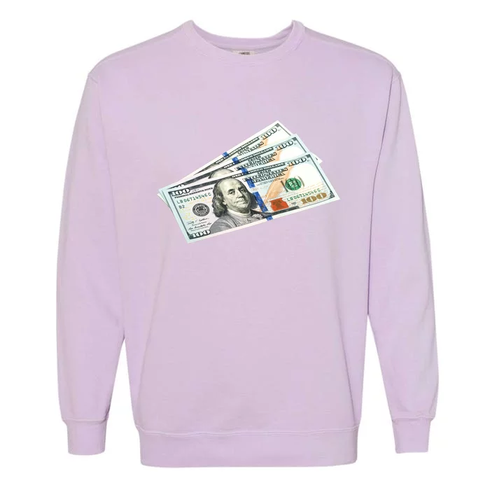 Money $100 Dollar Bills Bill Baller Big Ben Franklin Garment-Dyed Sweatshirt