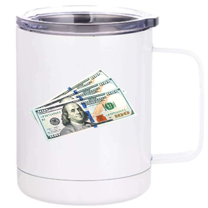 Money $100 Dollar Bills Bill Baller Big Ben Franklin Front & Back 12oz Stainless Steel Tumbler Cup