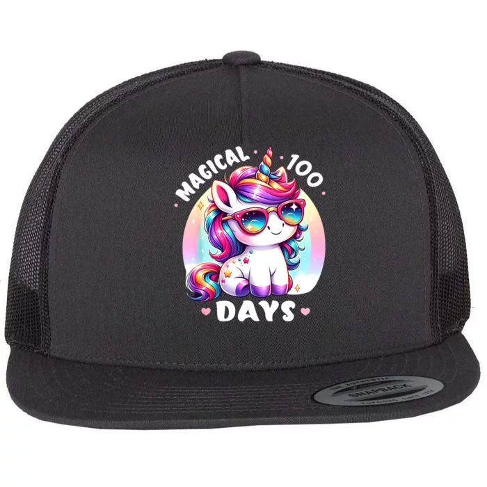 Magical 100 Days Of School Flat Bill Trucker Hat