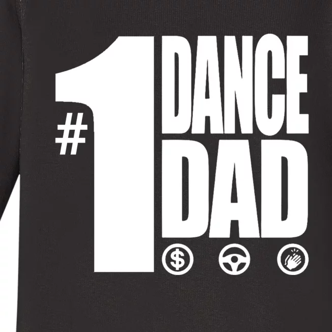 Mens #1 Dance Dad With Front And Back Design Premium Baby Long Sleeve Bodysuit