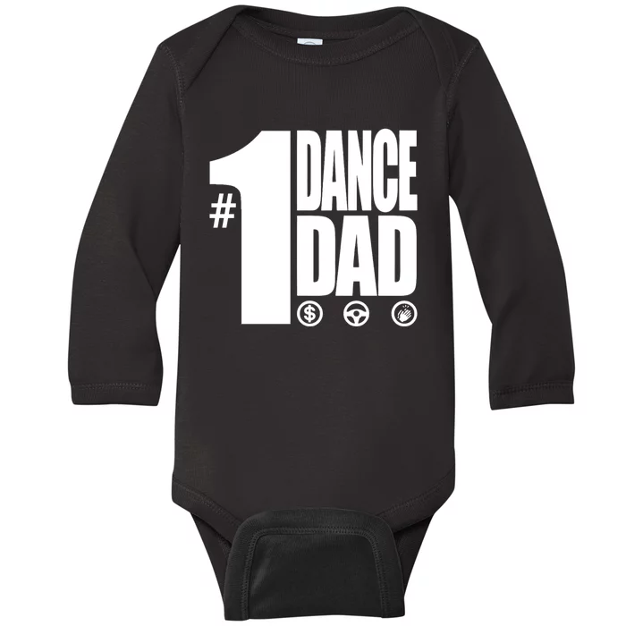 Mens #1 Dance Dad With Front And Back Design Premium Baby Long Sleeve Bodysuit