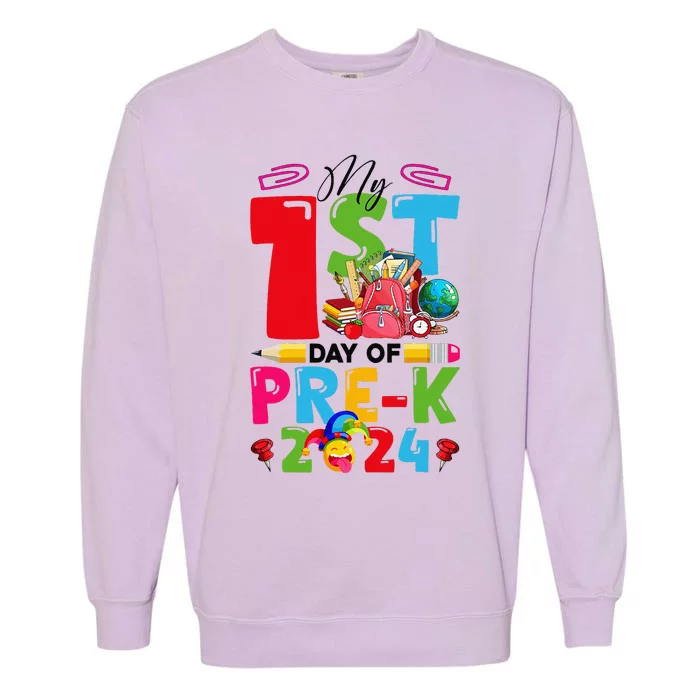 My 1st Day Of Prek 2024 Preschool Student Back To School Gift Garment-Dyed Sweatshirt