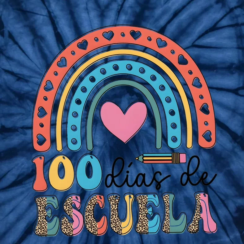 Maestra 100 DíAs De Escuela 100 Days Of School Spanish Tie-Dye T-Shirt