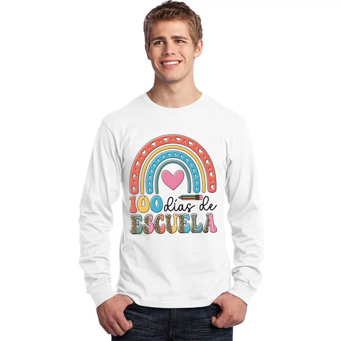 Maestra 100 DíAs De Escuela 100 Days Of School Spanish Tall Long Sleeve T-Shirt