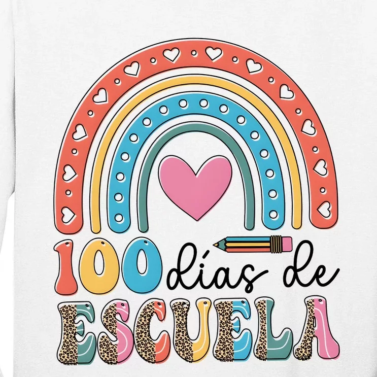 Maestra 100 DíAs De Escuela 100 Days Of School Spanish Tall Long Sleeve T-Shirt