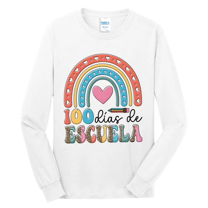 Maestra 100 DíAs De Escuela 100 Days Of School Spanish Tall Long Sleeve T-Shirt