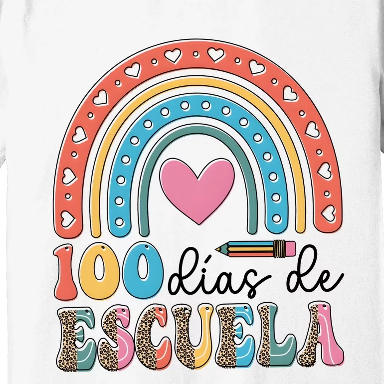 Maestra 100 DíAs De Escuela 100 Days Of School Spanish Premium T-Shirt