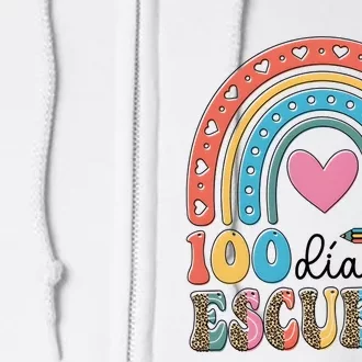 Maestra 100 DíAs De Escuela 100 Days Of School Spanish Full Zip Hoodie