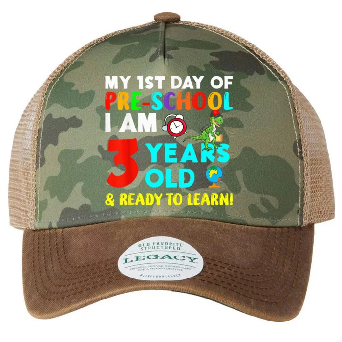 My 1st Day Of Pre-School I Am 3 Years Old & Ready To Learn Legacy Tie Dye Trucker Hat