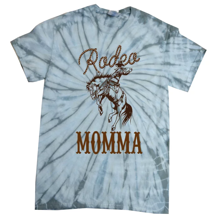 Momma 1st First Birthday Cowboy Mom Western Rodeo Party Tie-Dye T-Shirt