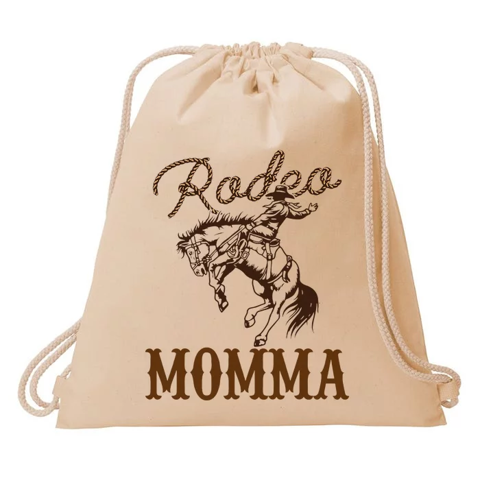 Momma 1st First Birthday Cowboy Mom Western Rodeo Party Drawstring Bag