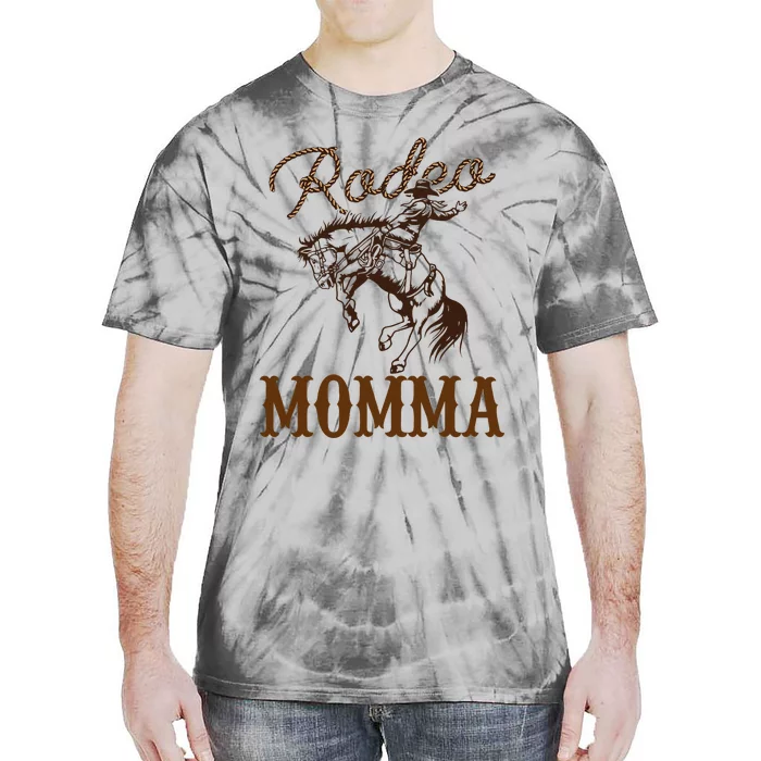 Momma 1st First Birthday Cowboy Mom Western Rodeo Party Tie-Dye T-Shirt